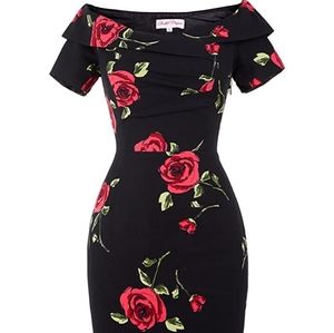 1950's style off the shoulder pencil dress sz 12